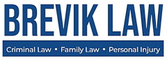 Brevik Law logo in blue with "Criminal Law," "Family Law," and "Personal Injury" on a blue bar below.