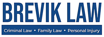 Brevik Law logo in blue with "Criminal Law," "Family Law," and "Personal Injury" on a blue bar below.