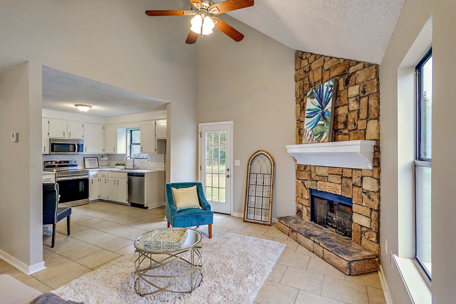 Living room with fire place