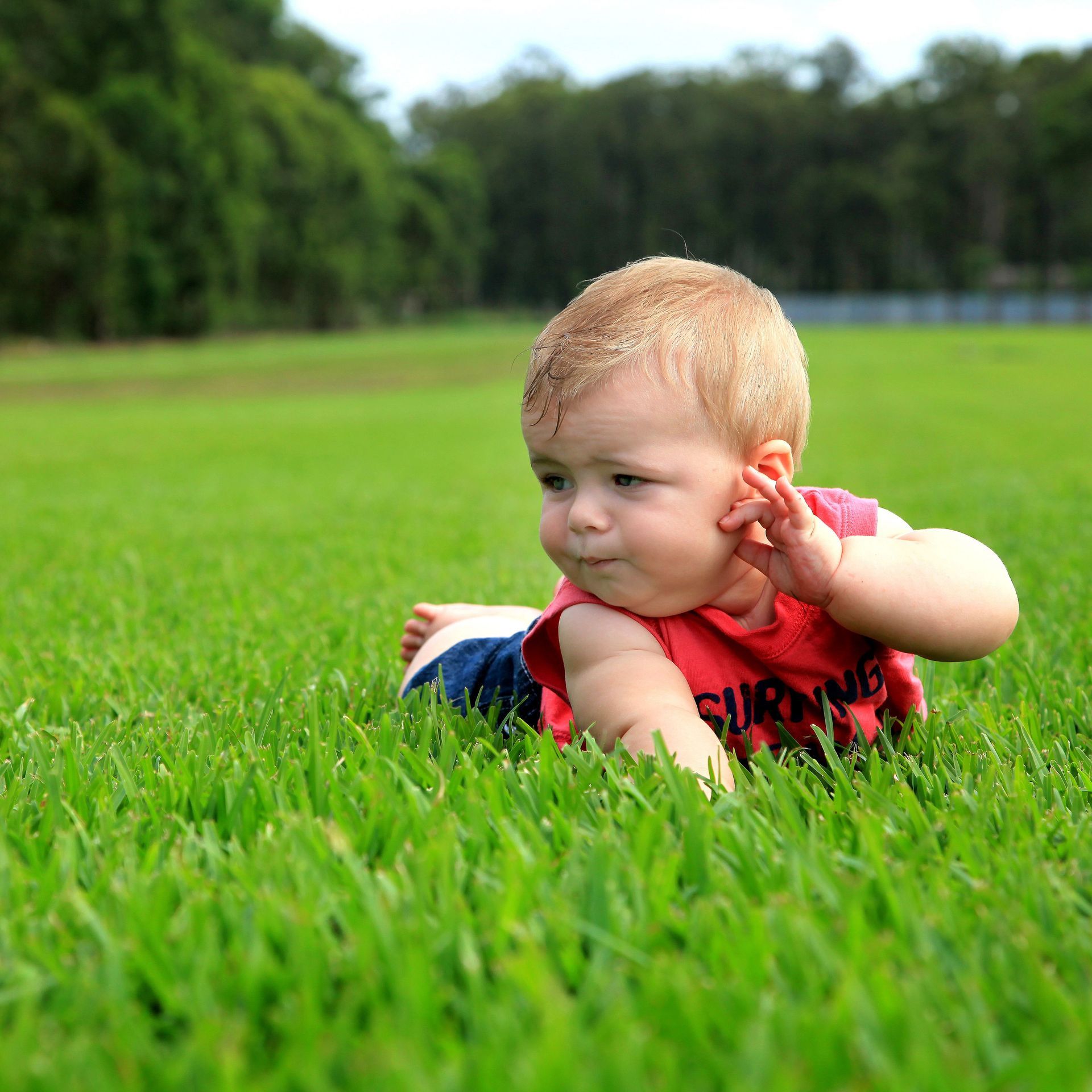 Baby on Grass — Sydney NSW — Aussie Turf & Soil