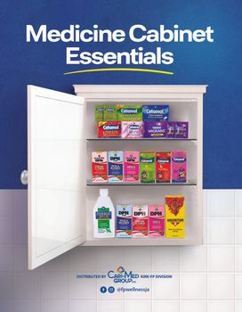 Open medicine cabinet with assorted medications and first aid items on shelves