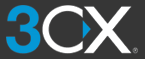 The 3cx logo is blue and white on a black background.