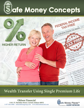 Smiling couple with arm around each other, advertisement for tax-free wealth transfer using single premium life.