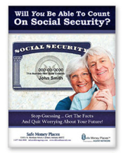 Advertisement: Elderly couple with Social Security card, text reads 