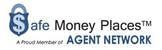 Safe Money Places logo with shield and lock symbol, with 