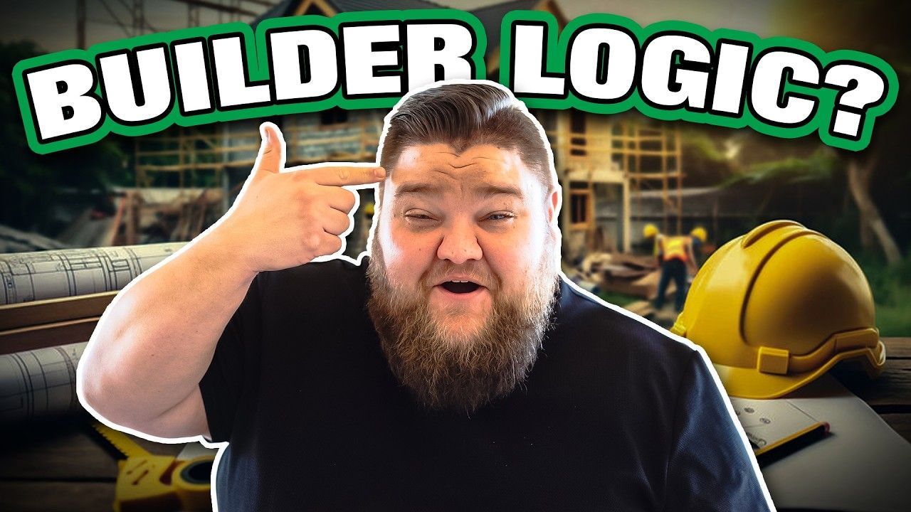 Man pointing at his head with construction site background;