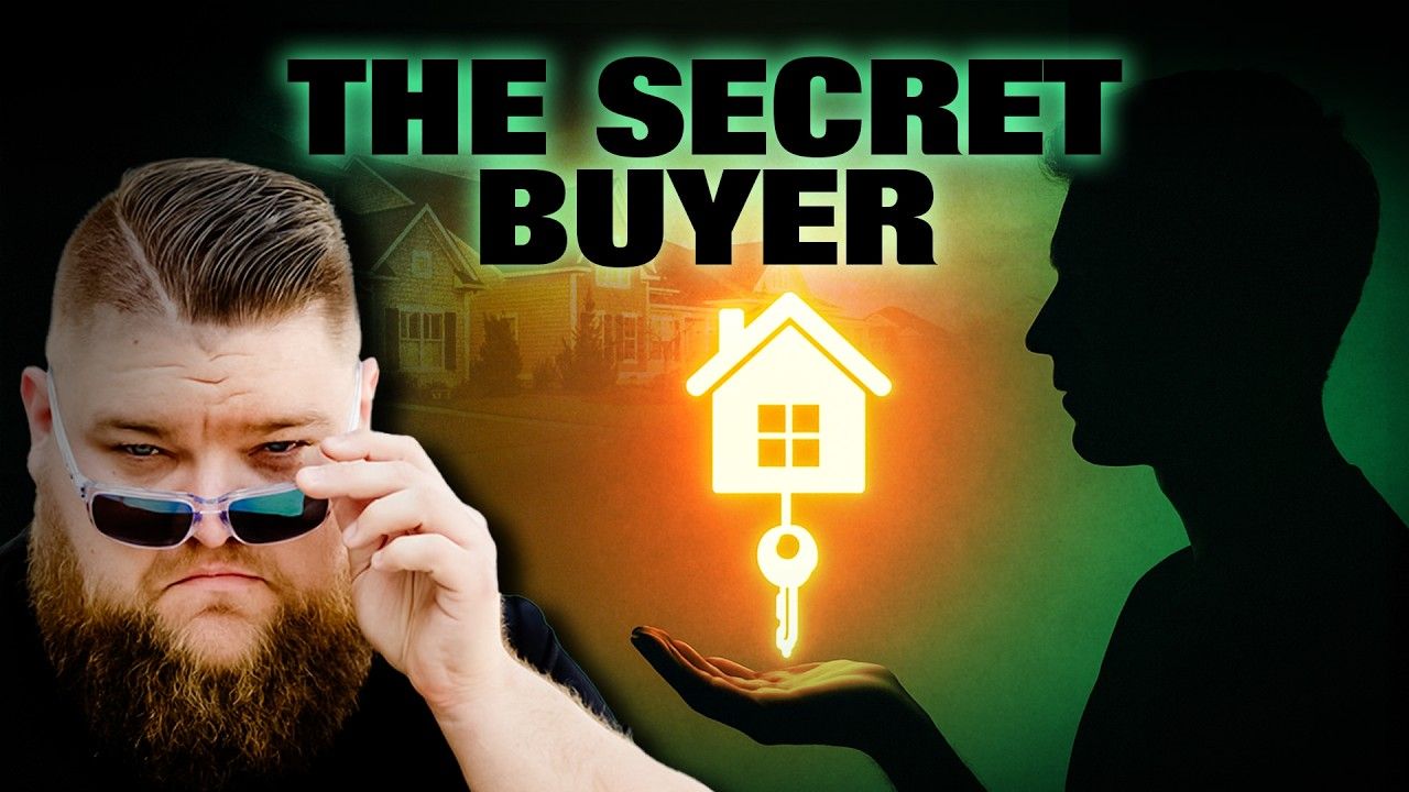 Man with sunglasses looks towards the viewer, a glowing house icon is in front of a silhouette of a person.