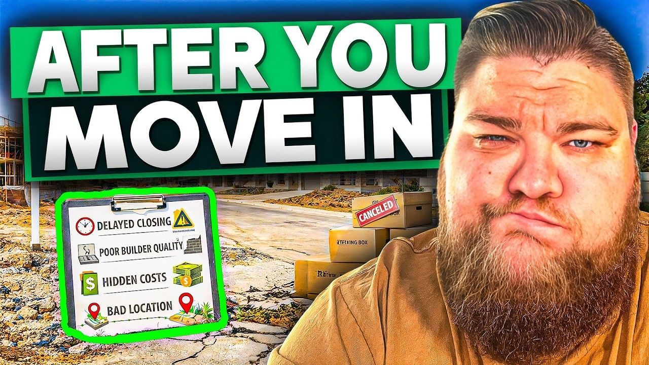 A bearded person looking skeptical in front of a ruined landscape with the text 