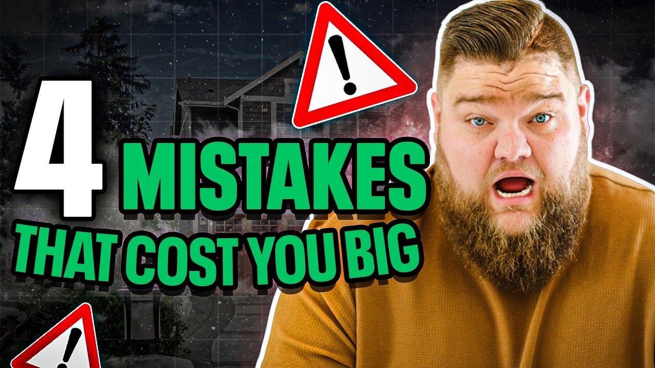 A man with a beard is standing in front of a sign that says 4 mistakes that cost you big.