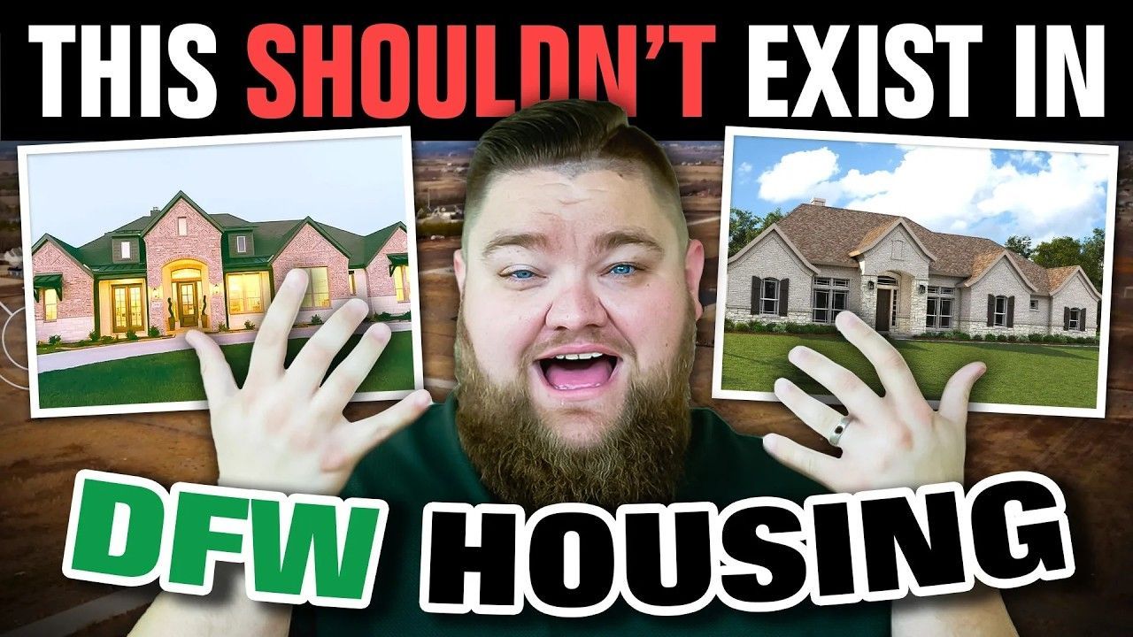 Man holding up hands, with house images on either side, text overlay: 