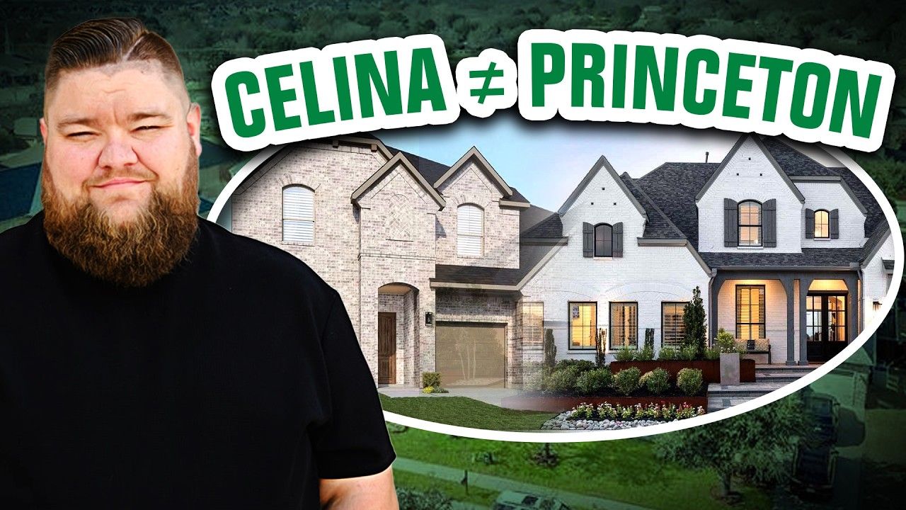 Man in front of houses, headline: Celina ≠ Princeton. Houses appear suburban.