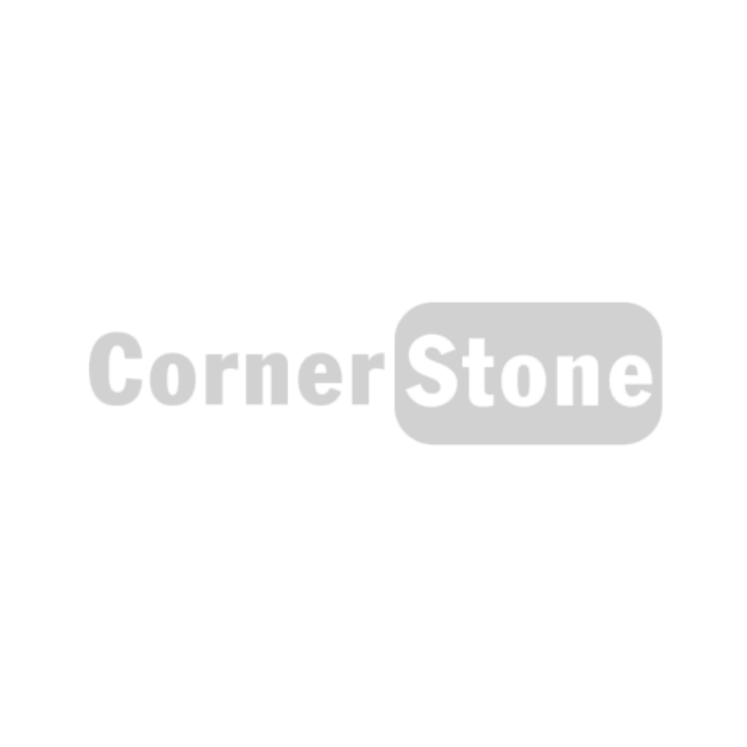 Corner Stone logo, gray text with a gray rounded rectangle.