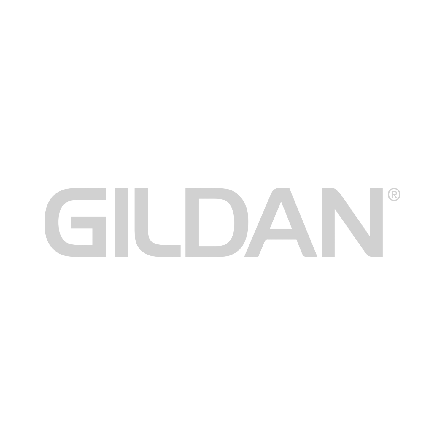 GILDAN logo in gray text on a white background.