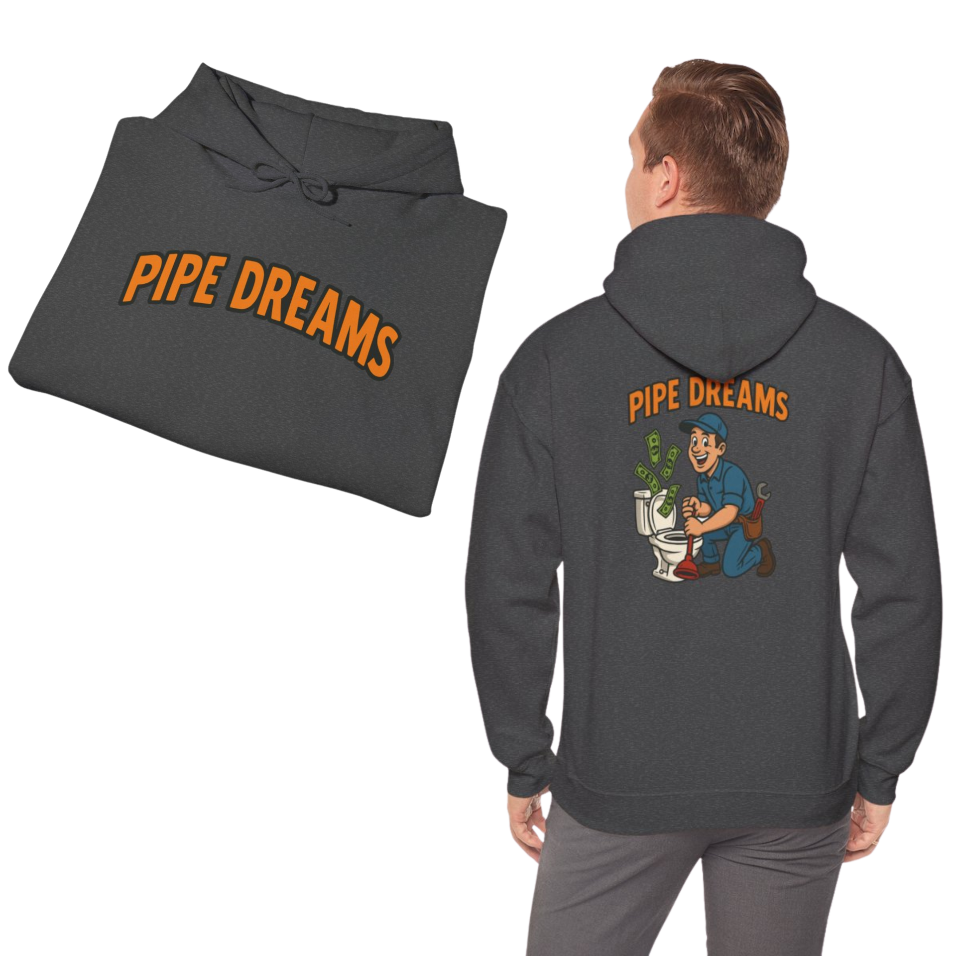 Dark gray hoodie with orange 