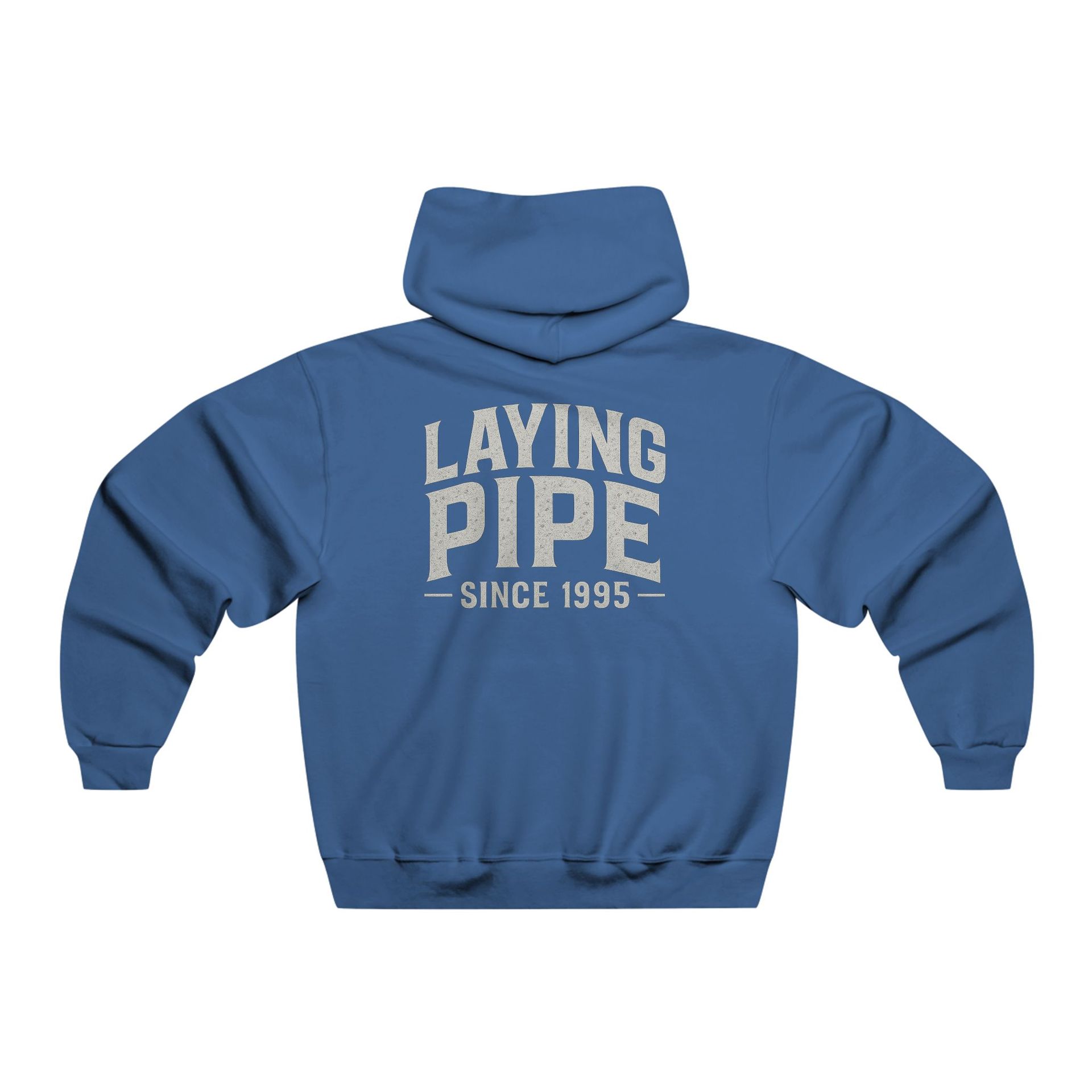 Blue hoodie with the text 