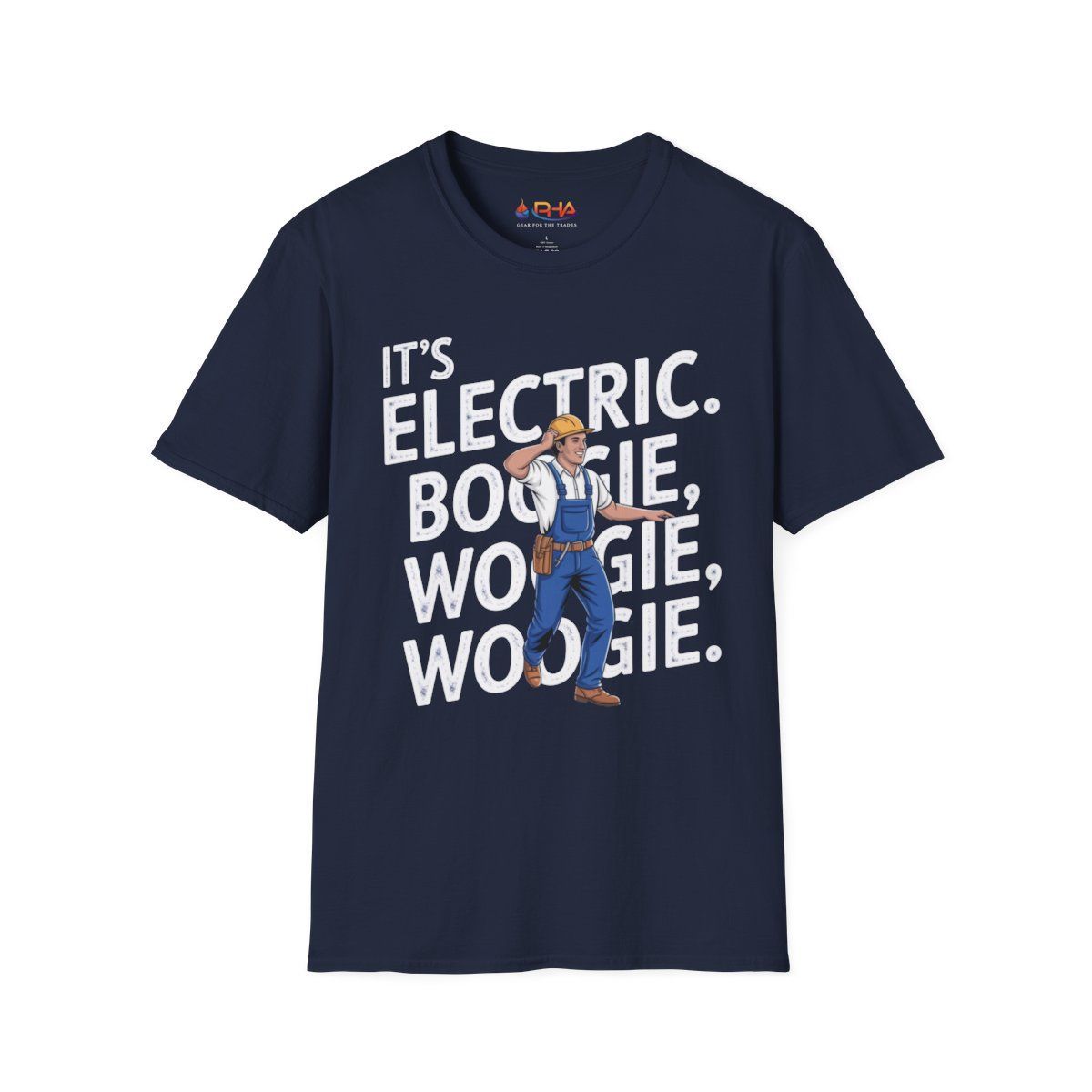 Navy blue t-shirt with text 