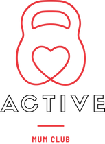 Red kettlebell outline with a heart, and the word 
