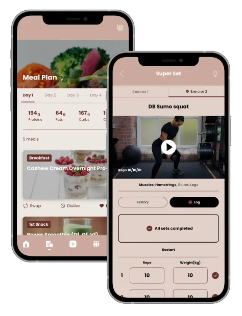 Two smartphones displaying