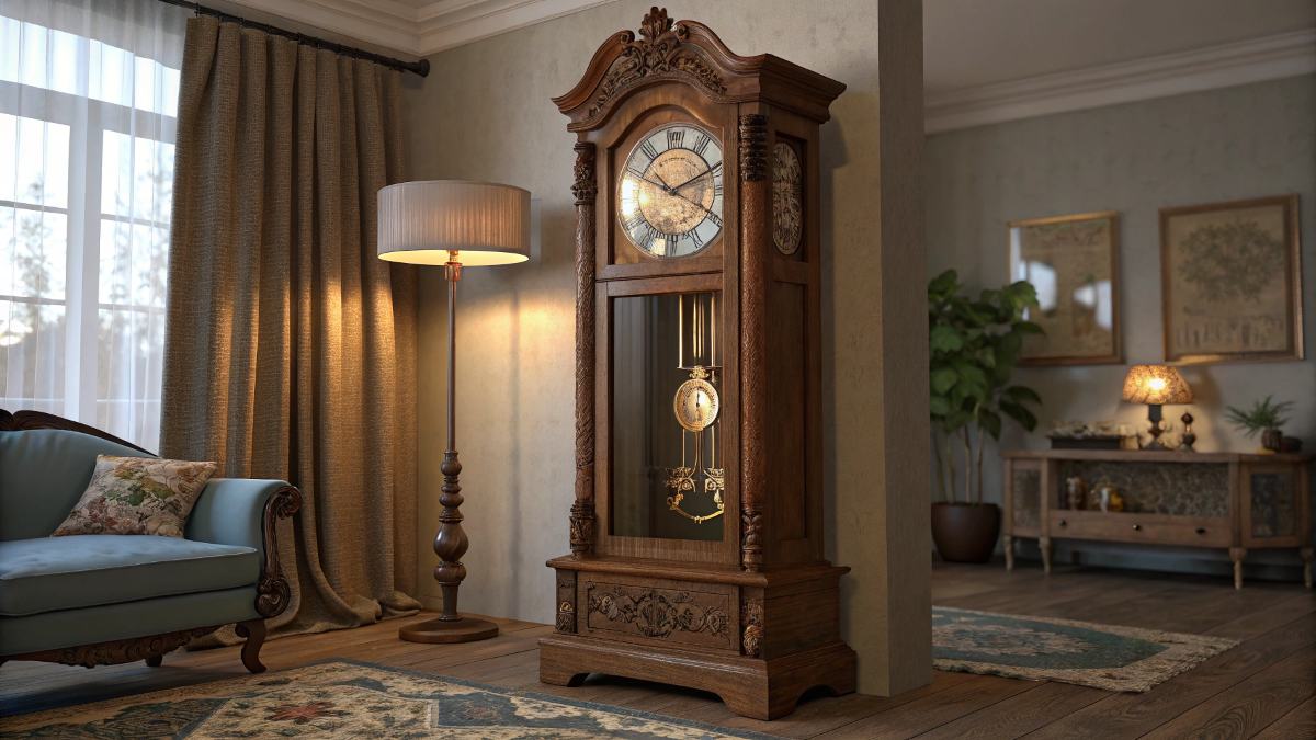 grandfather clock in an old traditional house