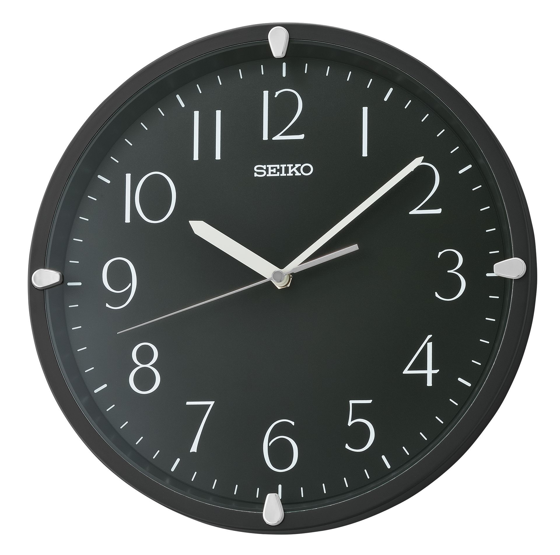 A black seiko clock shows the time as 4:20