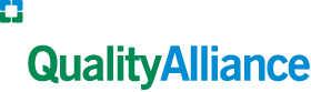A blue and green logo for quality alliance