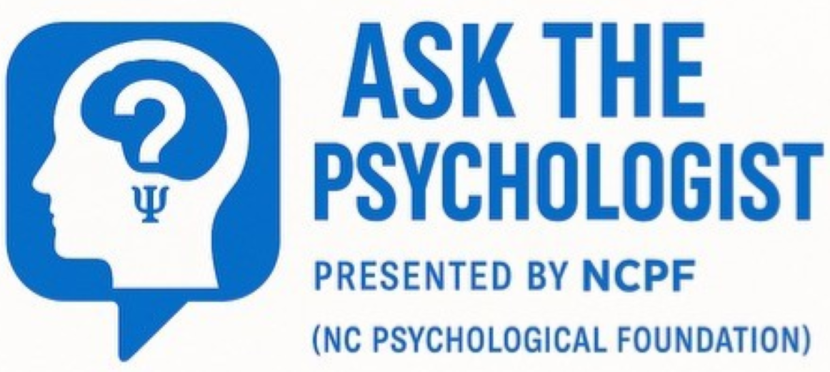 Logo: Blue speech bubble with a head silhouette, question mark, and psi symbol.