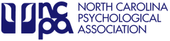Logo of the North Carolina Psychological Association in dark blue with text alongside.