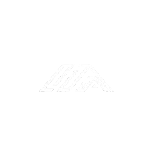 White outline of a stylized "MA" logo, possibly for a company.