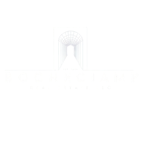 White linear architectural illustration of a long corridor with arches, disappearing into bright light.