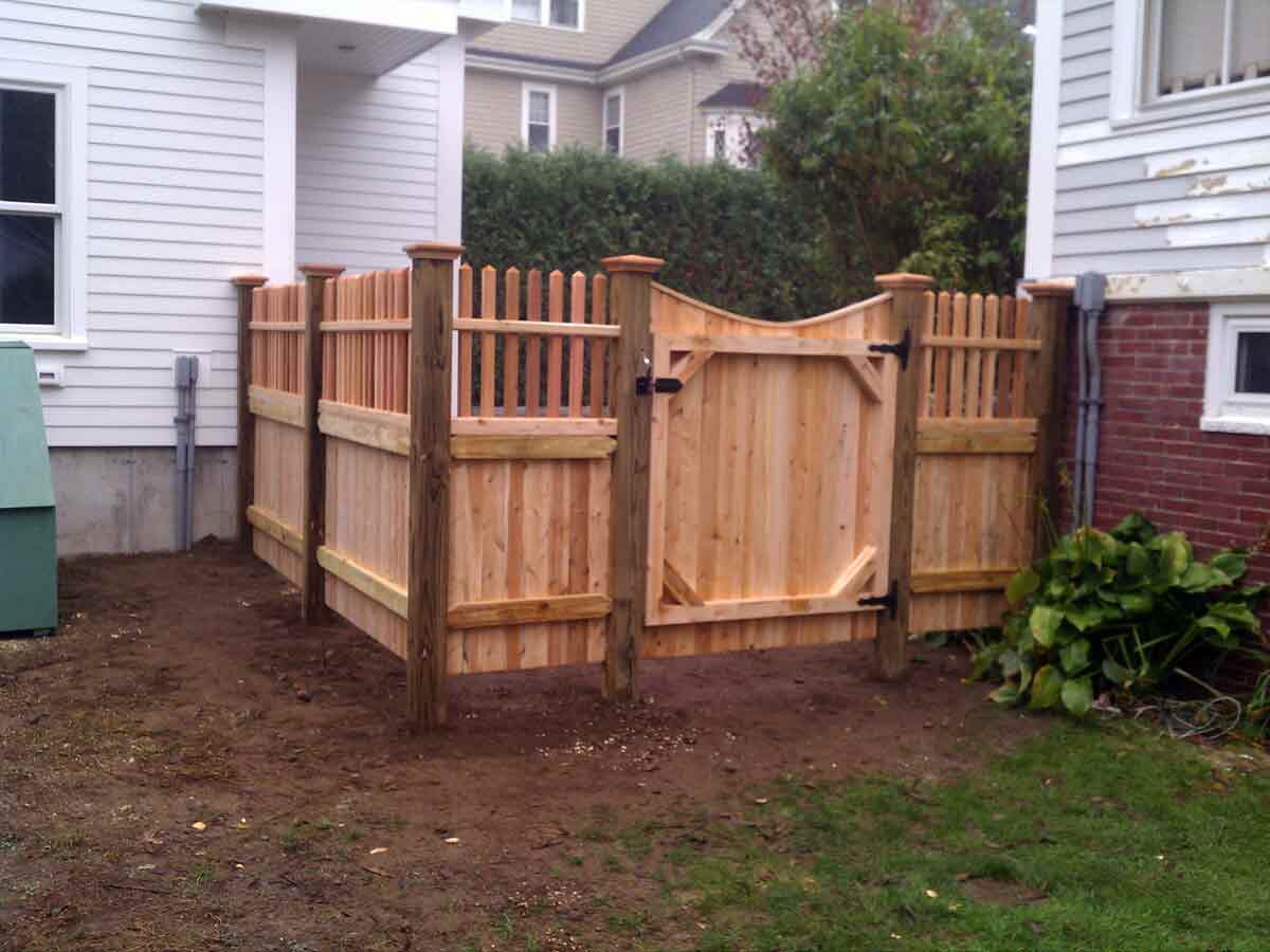 Newport Style Fence with Plymouth Style Gate 3 — Cedar Fences in Kingston, MA