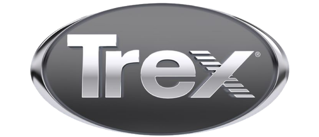 Trex logo in metallic silver on a dark oval background