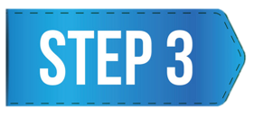 A blue sign that says step 3 on it