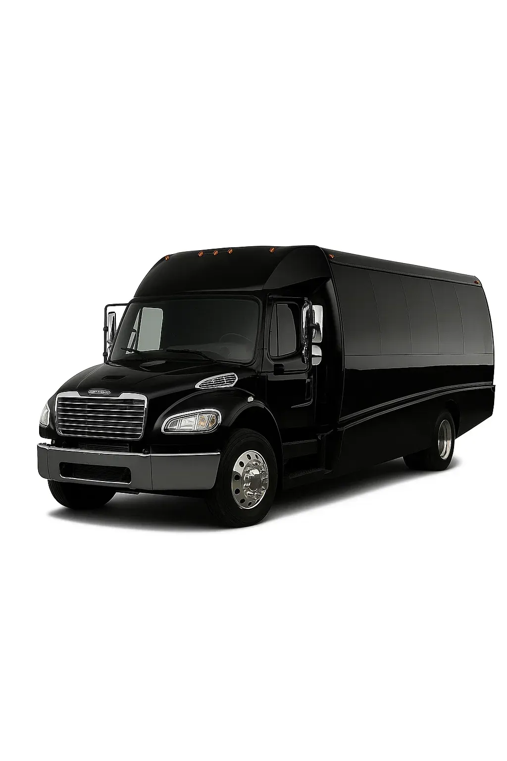 Black passenger van on a white background, viewed from a slight angle.