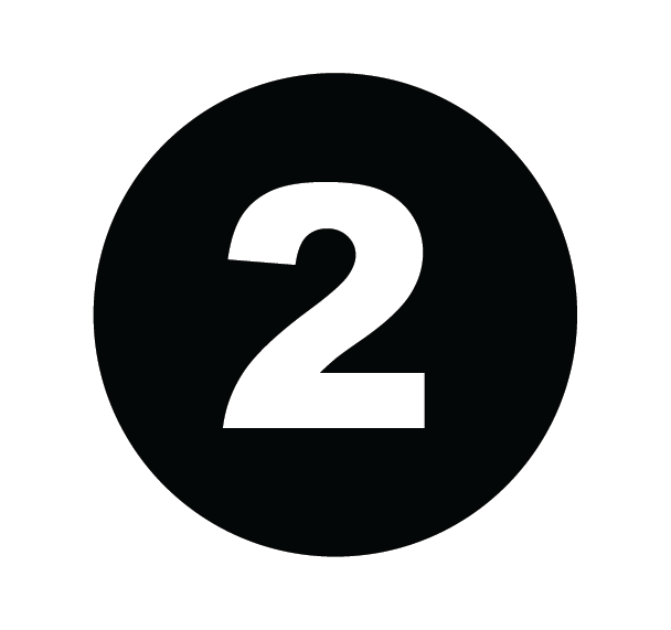 The number two is in a black circle on a white background.