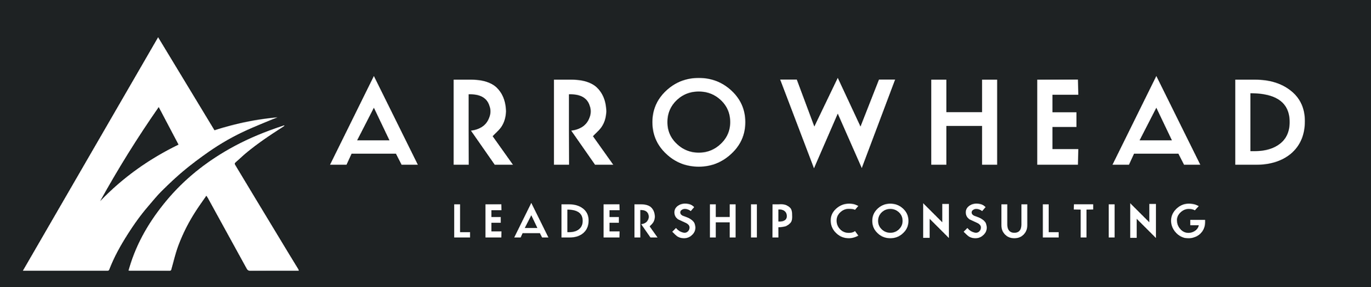The logo for arrowhead leadership consulting is black and gold.
