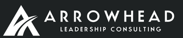 The logo for arrowhead leadership consulting is black and gold.