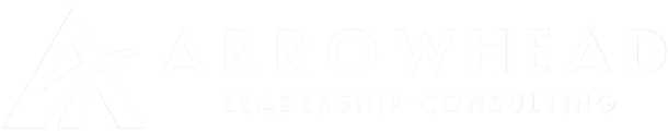 The logo for arrowhead leadership consulting is black and gold.