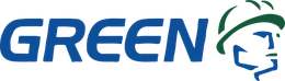 A blue and green logo for a company called green