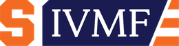 The logo for the ivmf is blue and orange.