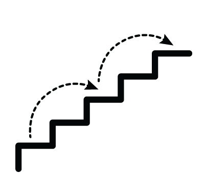 A set of stairs with arrows pointing up and down.