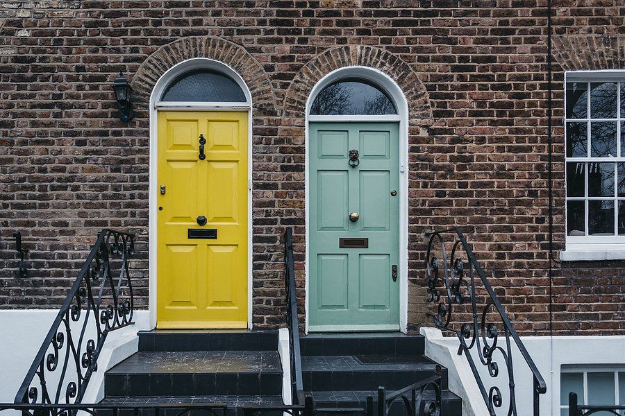 two doors with different colors