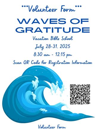 A volunteer form for waves of gratitude vacation bible school