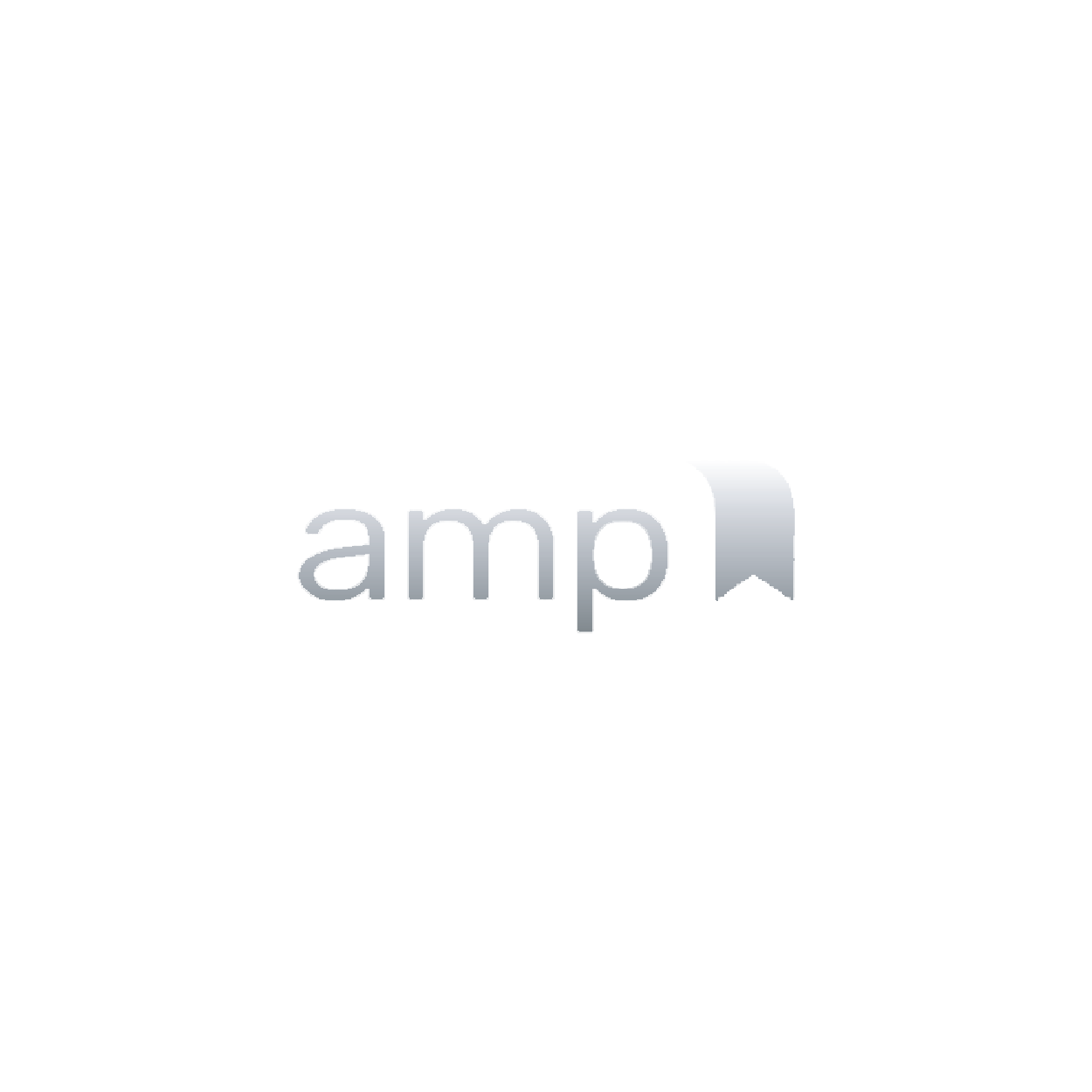 « amp » en texte gris clair avec une petite icône de signet blanche.