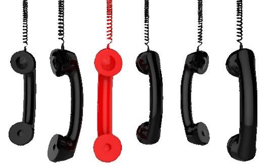 Telephone handsets hanging