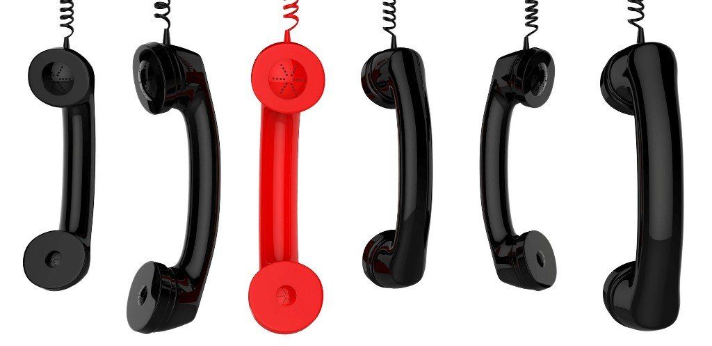 Telephone handsets hanging