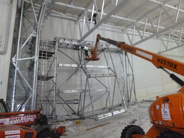 struction steel erection by a crane