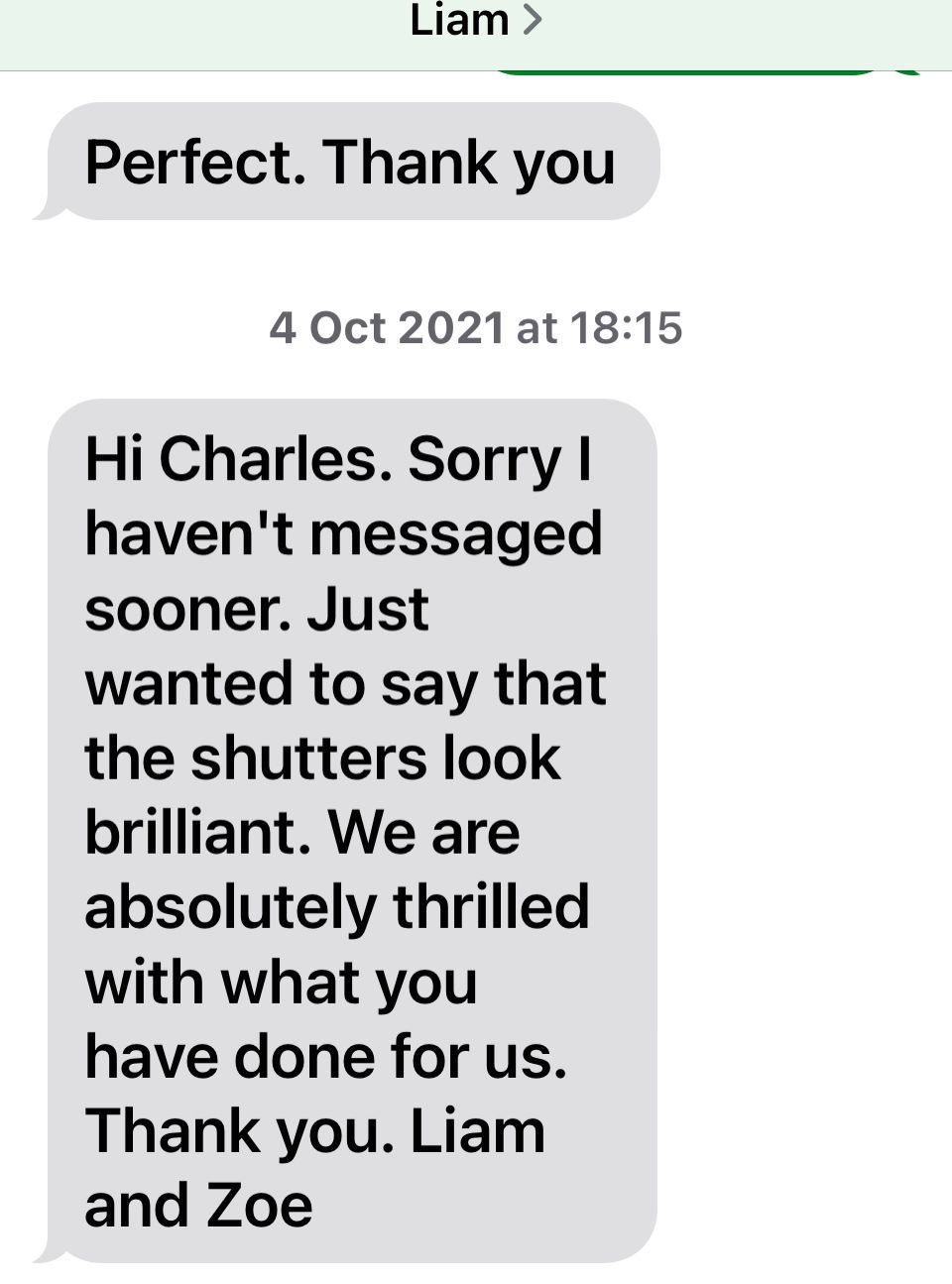 Customers Thrilled With Quality And Care Of Fitting Plantation Shutters