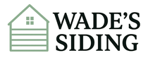 Logo with a house graphic and text "Wade's Siding" in black. The house graphic is in green.