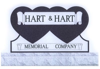 Hart and hart memorial company has a black and white logo