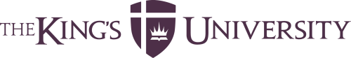 A logo for the kings university with a cross and shield